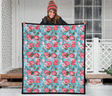 Rose Pattern Print Design 03 Premium Quilt