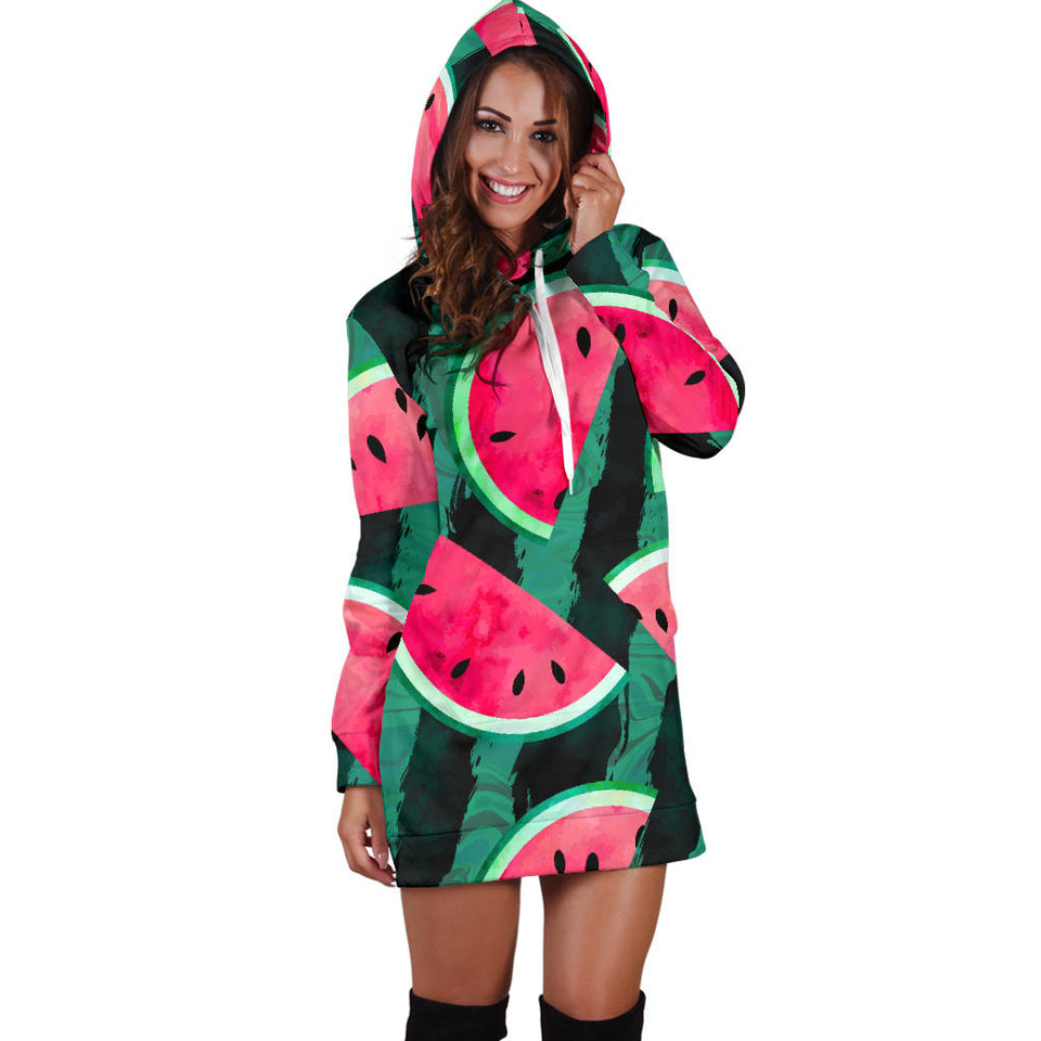 Watermelon Pattern Women Hoodie Dress