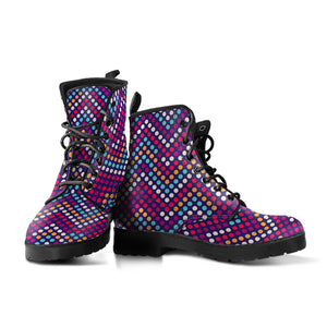 Zigzag Chevron Pokka Dot Aboriginal Pattern Leather Boots