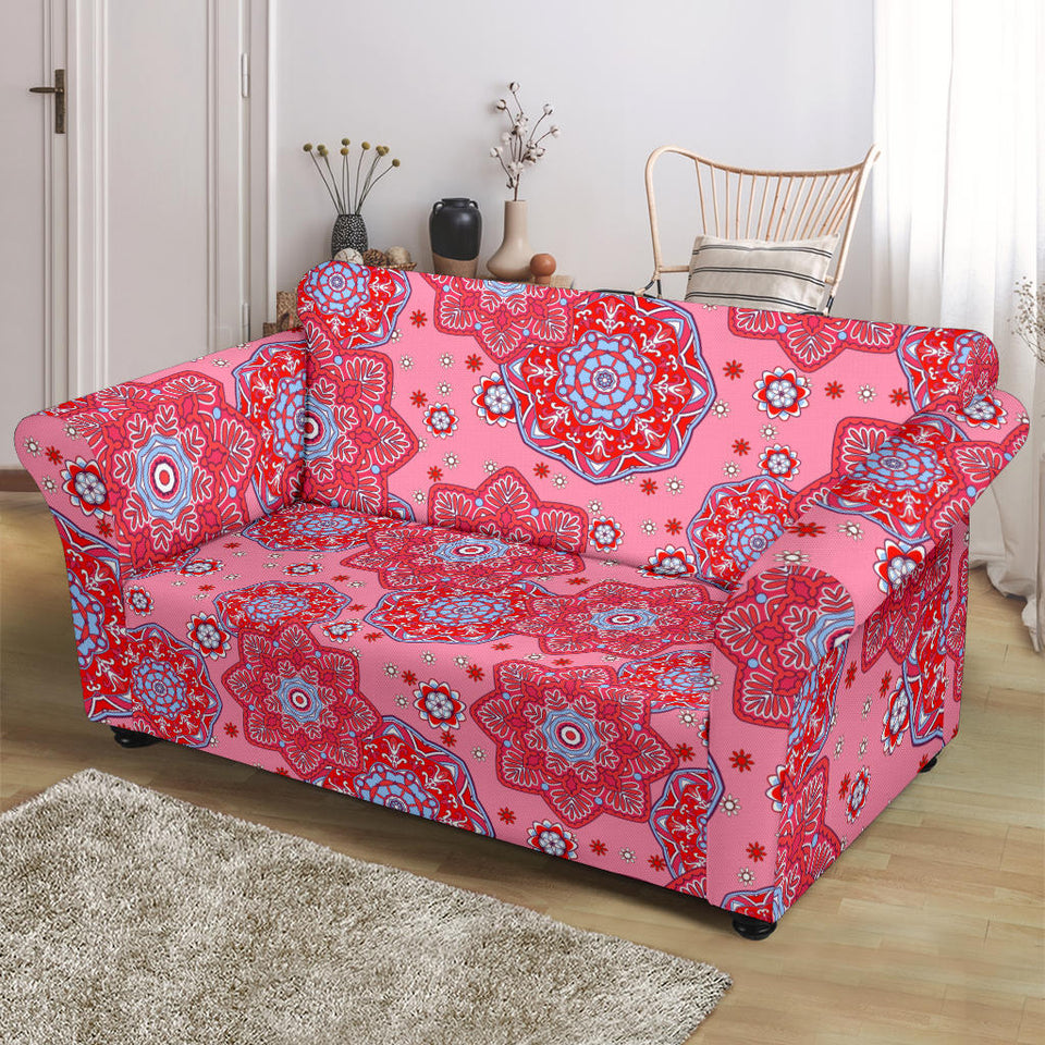 Indian Pink Pattern Loveseat Couch Slipcover