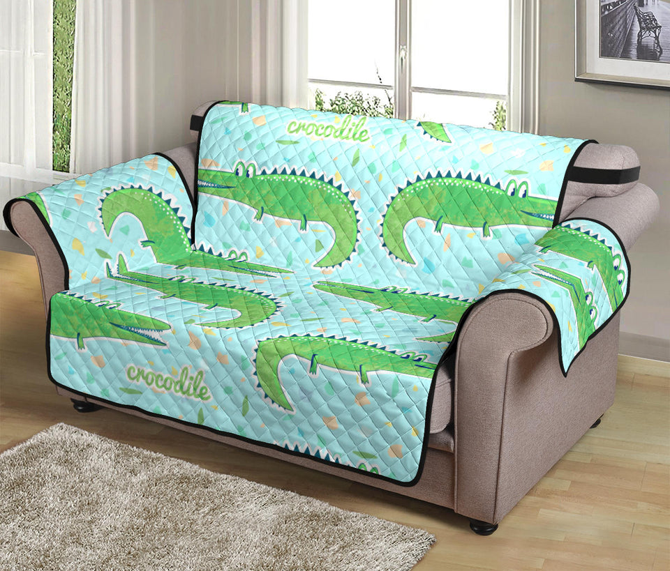 Crocodile Pattern Blue background Loveseat Couch Cover Protector