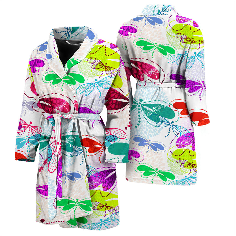 Colorful Dragonfly Pattern Men Bathrobe