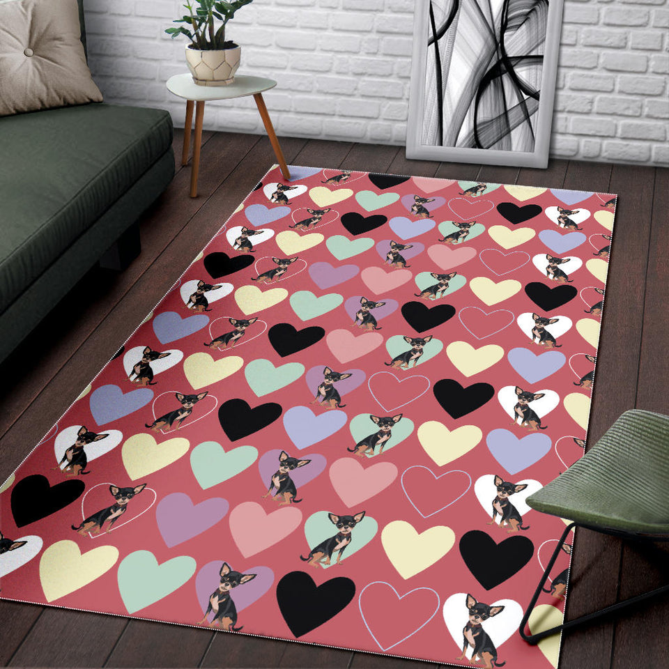 Chihuahua Heart Pink Pattern Area Rug