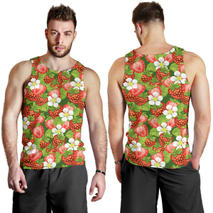 Strawberry Leaves Flower Pattern Men Tank Top