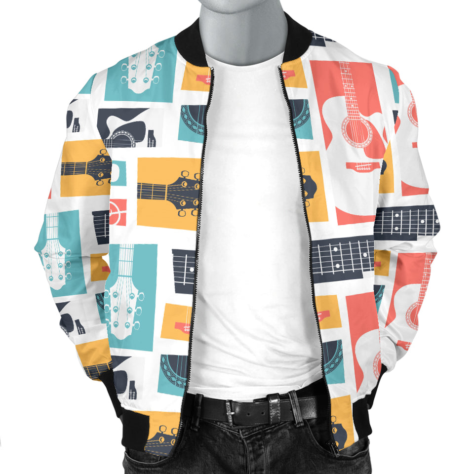 Guitar Pattern Background Men Bomber Jacket