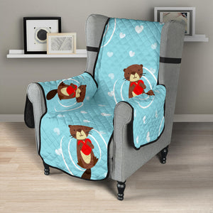 Otter Heart Pattern Chair Cover Protector