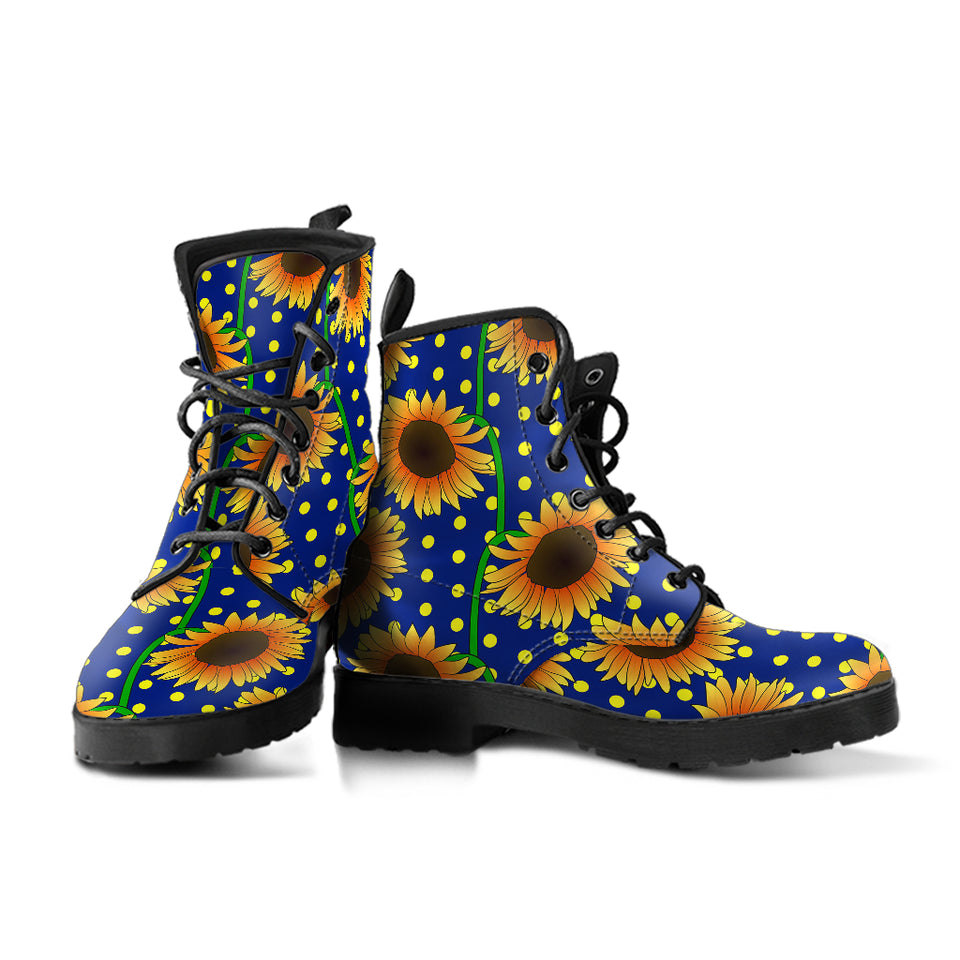 Sunflower Pokka Dot Pattern Leather Boots