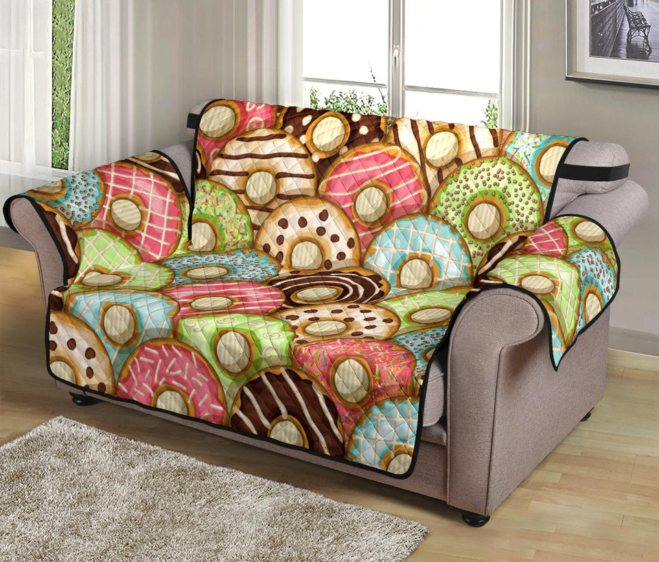 Donut Pattern Background Loveseat Couch Cover Protector