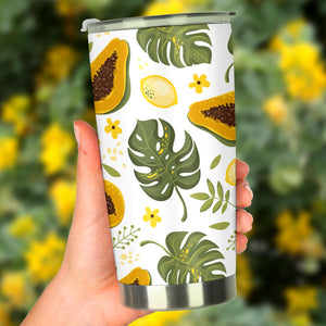 Papaya Leaves Flower Pattern Tumbler