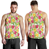 Pink Red Yellow Tulip Pattern Men Tank Top