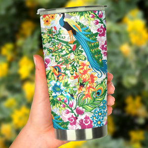 Colorful Peacock Pattern Tumbler