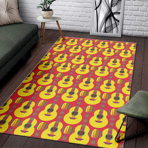 Classic Guitar Theme Pattern Area Rug