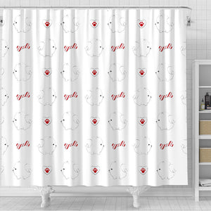 White Pomeranian Pattern Shower Curtain Fulfilled In US