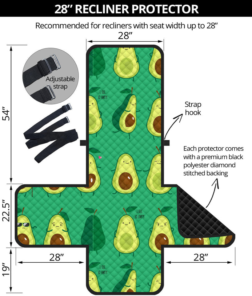 Cute Avocado Pattern Recliner Cover Protector