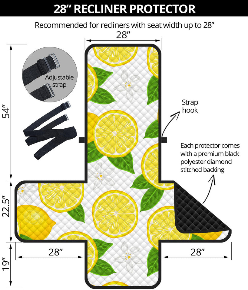 Lemon Flower Pattern Recliner Cover Protector