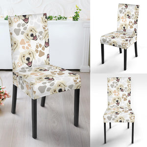 Golden Retriever Pattern Print Design 02 Dining Chair Slipcover