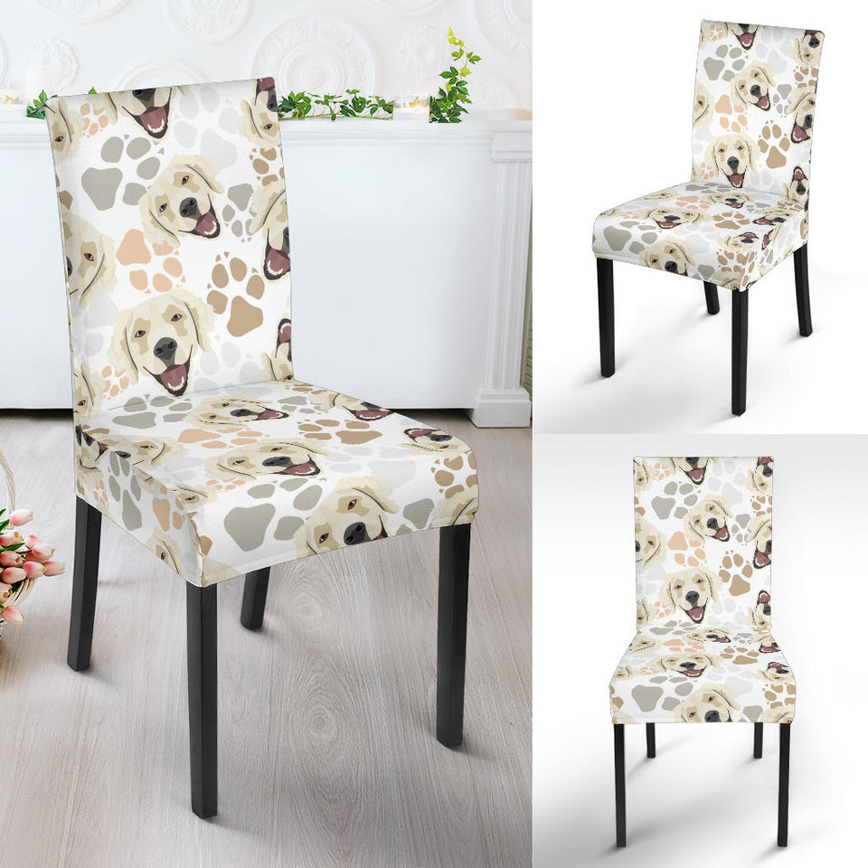 Golden Retriever Pattern Print Design 02 Dining Chair Slipcover