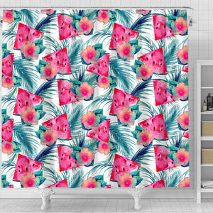 Watermelon Flower Pattern Shower Curtain Fulfilled In US