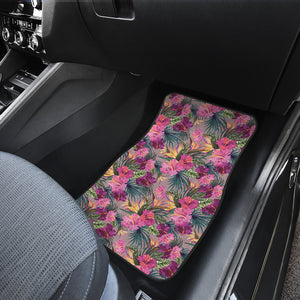 Hibiscus Pattern Print Design 03 Front and Back Car Mats