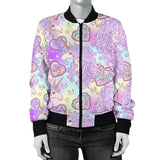 Unicorn Heart Pattern Women Bomber Jacket