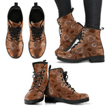 Coffee Cup and Coffe Bean Pattern Leather Boots