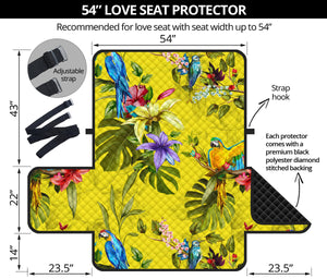 Colorful Parrot Pattern Loveseat Couch Cover Protector