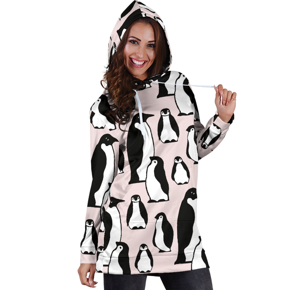 Penguin Pattern Background Women Hoodie Dress