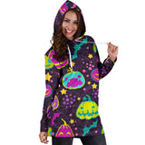 Halloween Pumpkin Bat Pattern Women Hoodie Dress