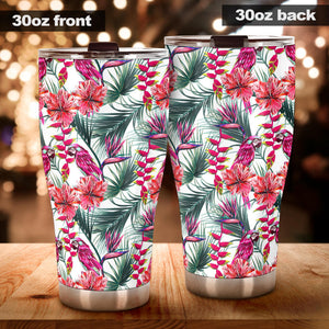 Pink Parrot Heliconia Pattern Tumbler