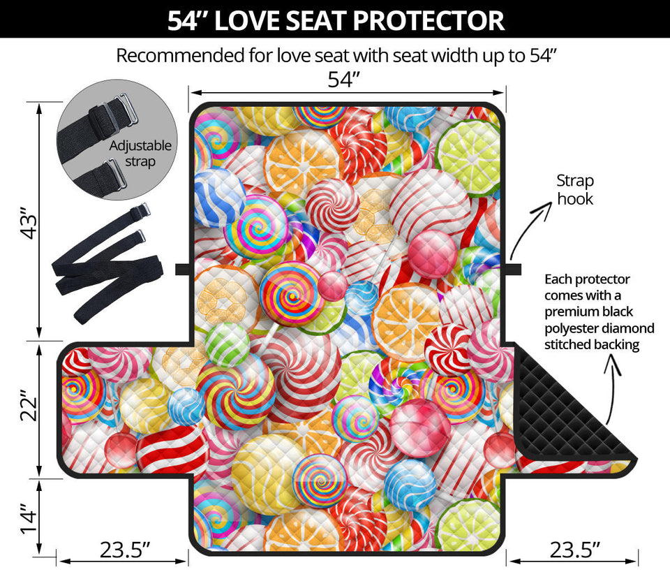 Candy Lollipop Pattern Loveseat Couch Cover Protector