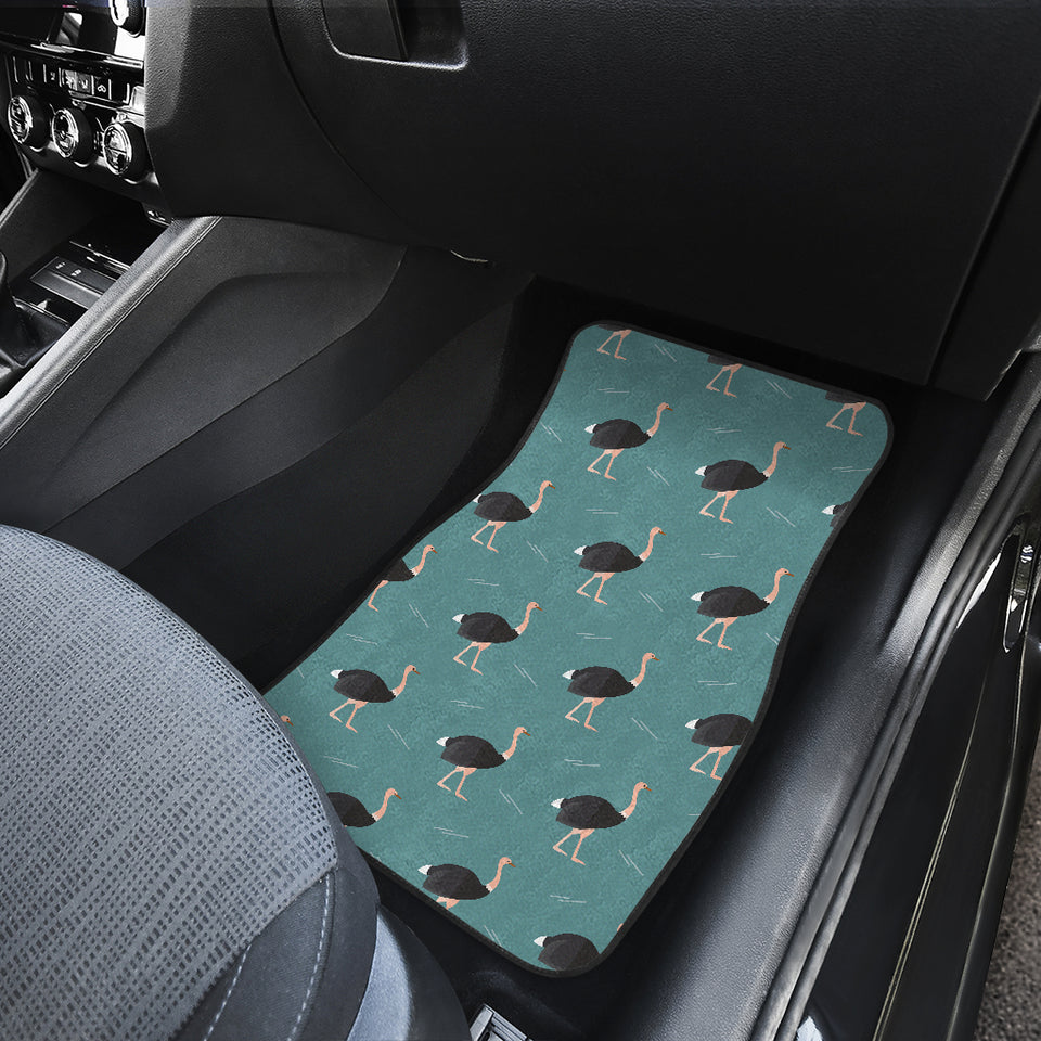 Ostrich Pattern Print Design 01 Front and Back Car Mats