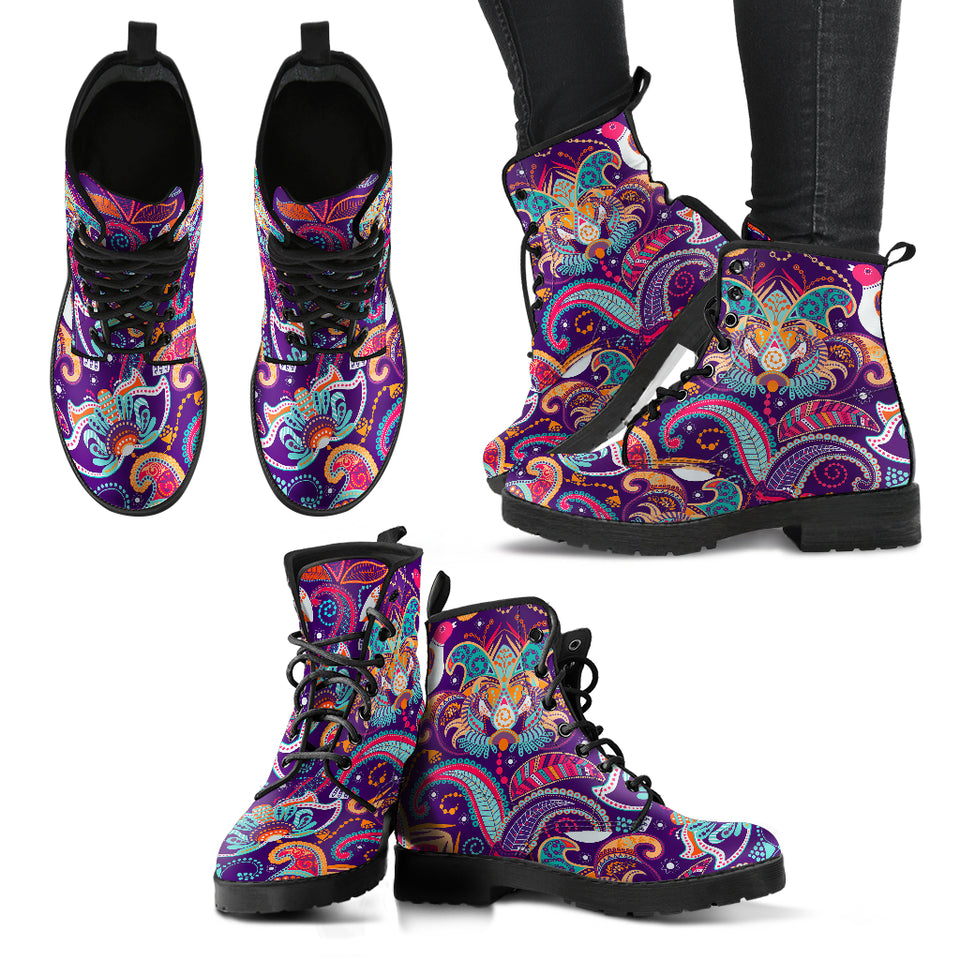 Indian Pattern Background Leather Boots