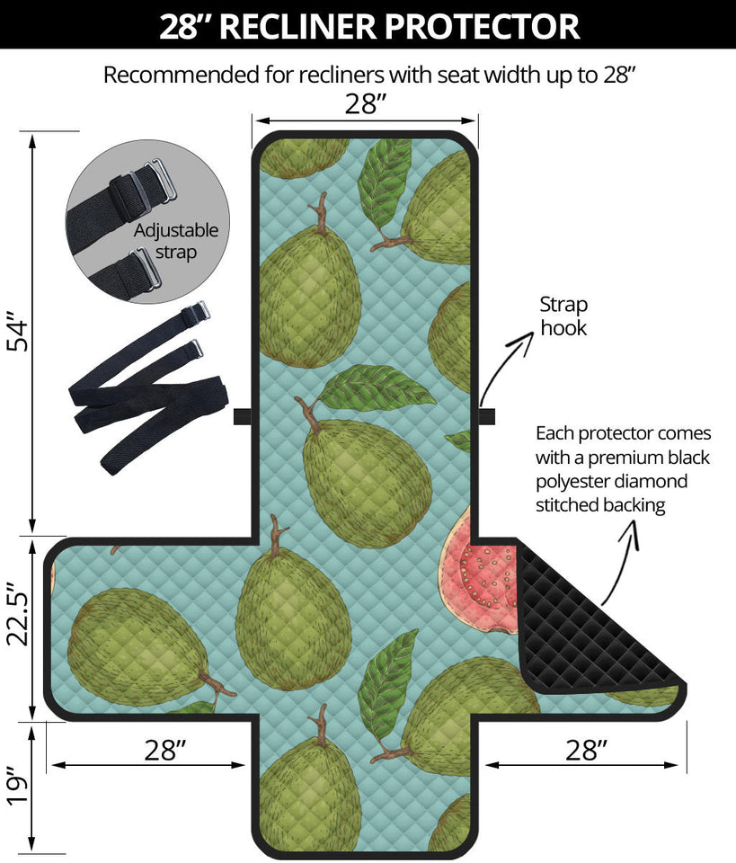 Guava Pattern Green Background Recliner Cover Protector