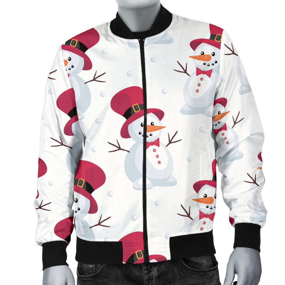 Cute Snowman Pattern Men Bomber Jacket