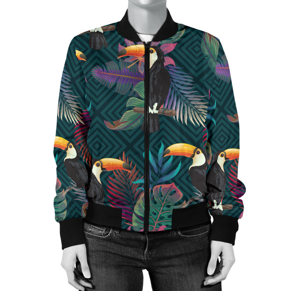Toucan Pattern Women Bomber Jacket