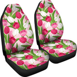 Pink White Tulip Pattern Universal Fit Car Seat Covers