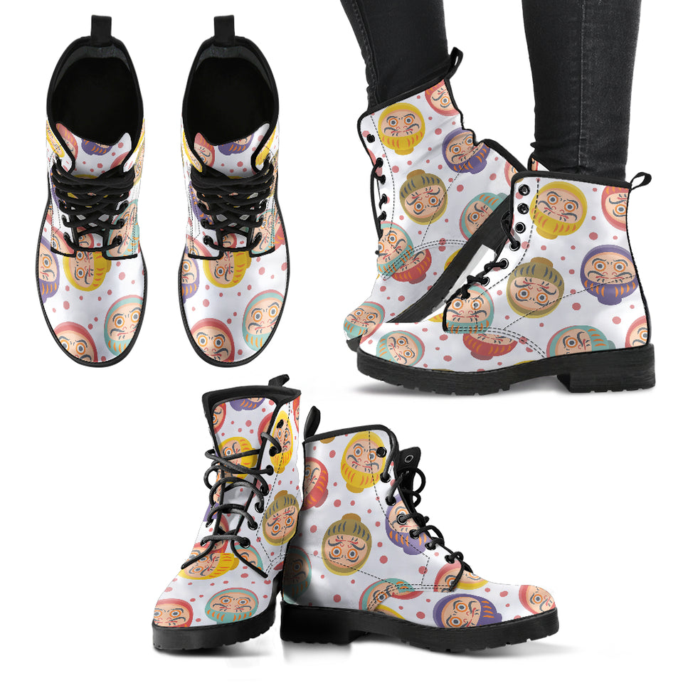 Daruma Dot Pattern Leather Boots