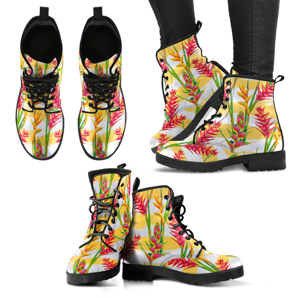 Heliconia Pattern Leather Boots