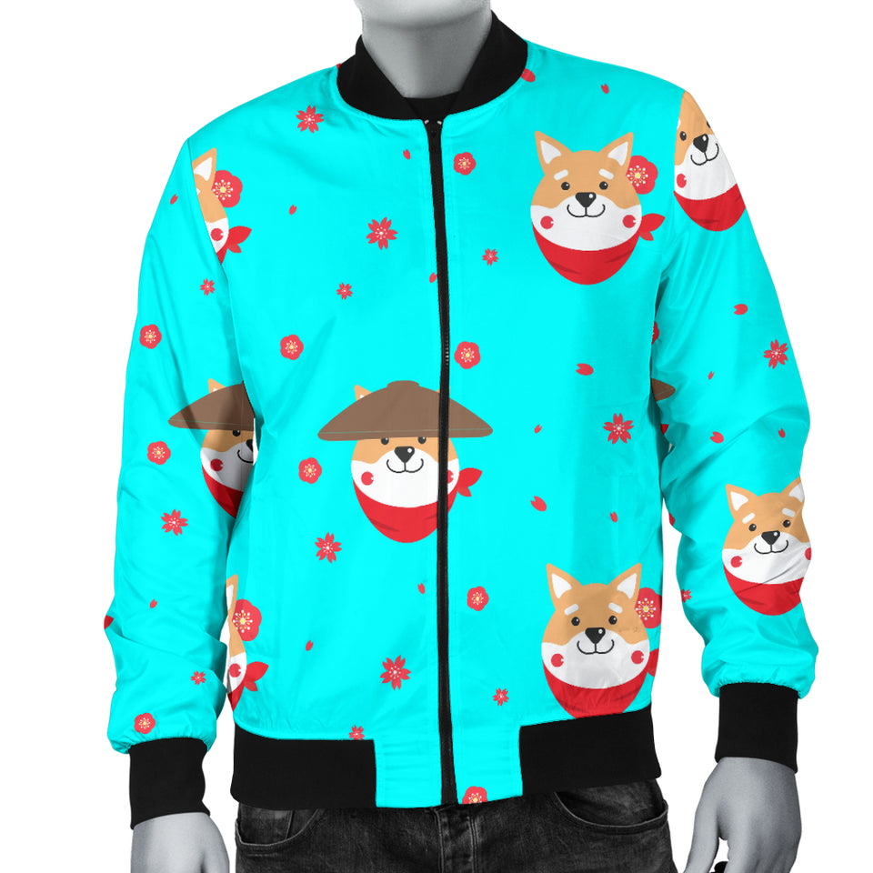 Shiba Inu Japanese Hat Pattern Men Bomber Jacket