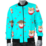 Shiba Inu Japanese Hat Pattern Men Bomber Jacket