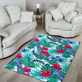 Blue Parrot Hibiscus Pattern Area Rug