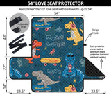 Dinosaur Music Skating Pattern Loveseat Couch Cover Protector