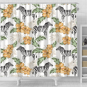 Zebra Hibiscus Pattern Shower Curtain Fulfilled In US