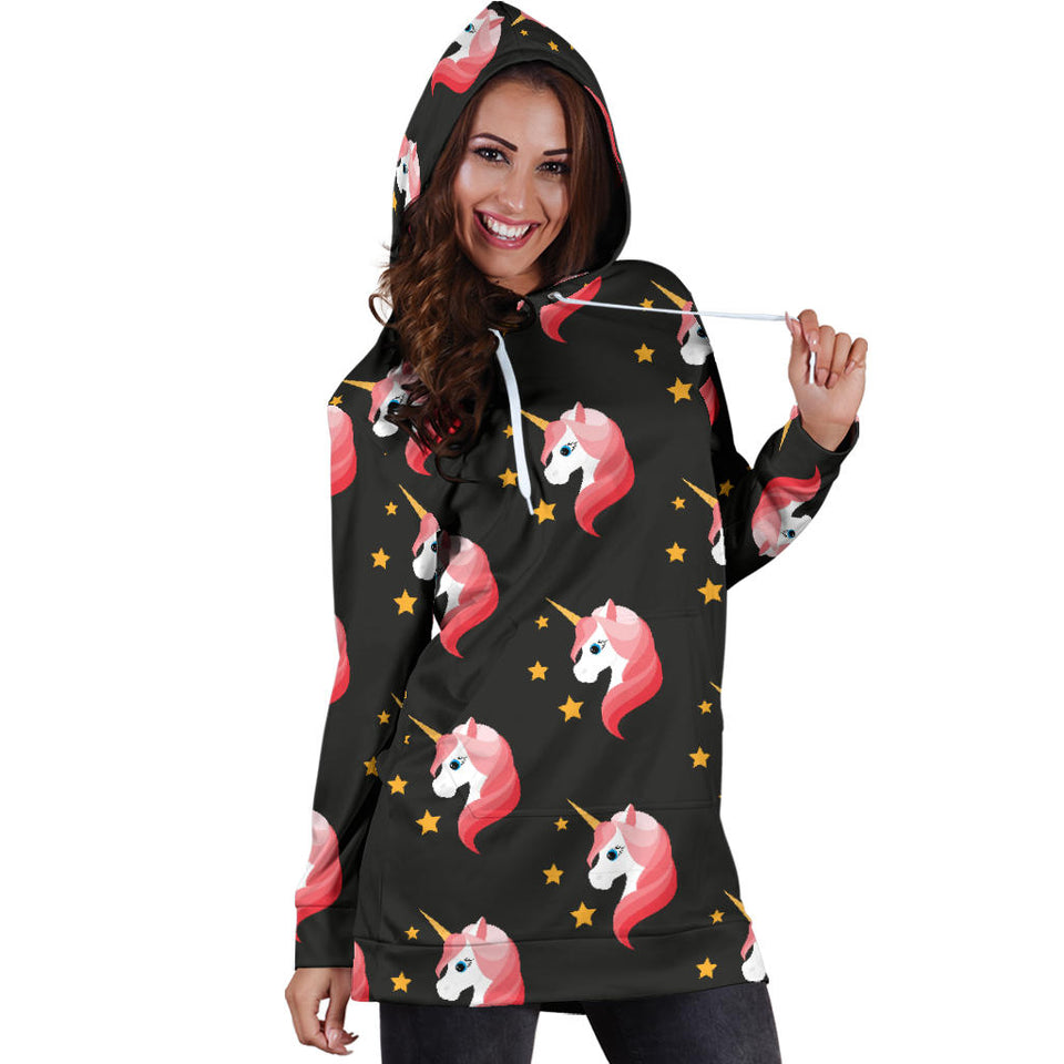 Unicorn Star Pattern Women Hoodie Dress