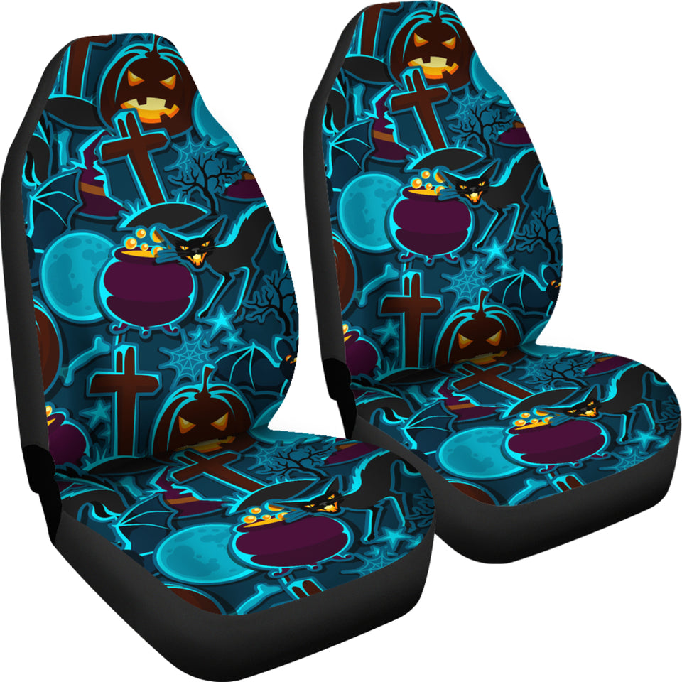 Halloween Pumpkin Cat Pattern Universal Fit Car Seat Covers