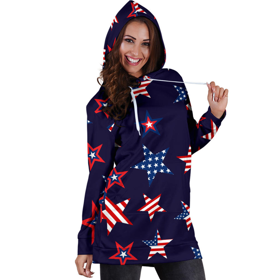 USA Star Pattern Theme Women Hoodie Dress