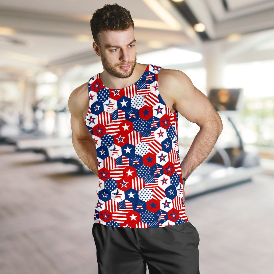 USA Star Hexagon Pattern Men Tank Top