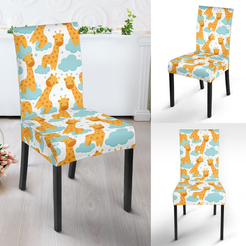 Giraffe Pattern Print Design 05 Dining Chair Slipcover