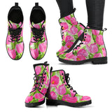 Pink Tulip Pattern Leather Boots