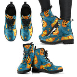 Halloween Pumpkin Witch Hat Pattern Leather Boots